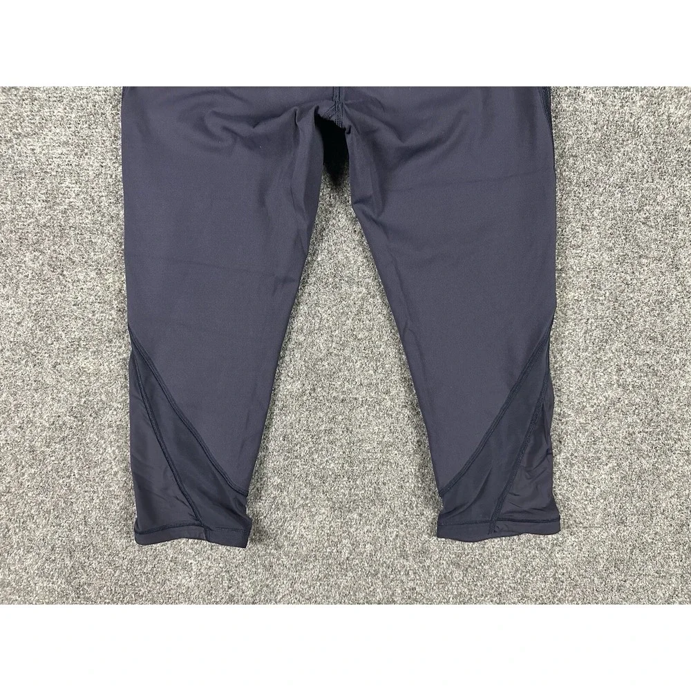 Lululemon Athletica High Rise Mesh Panel Crop Leggings Navy Blue Yoga Pants